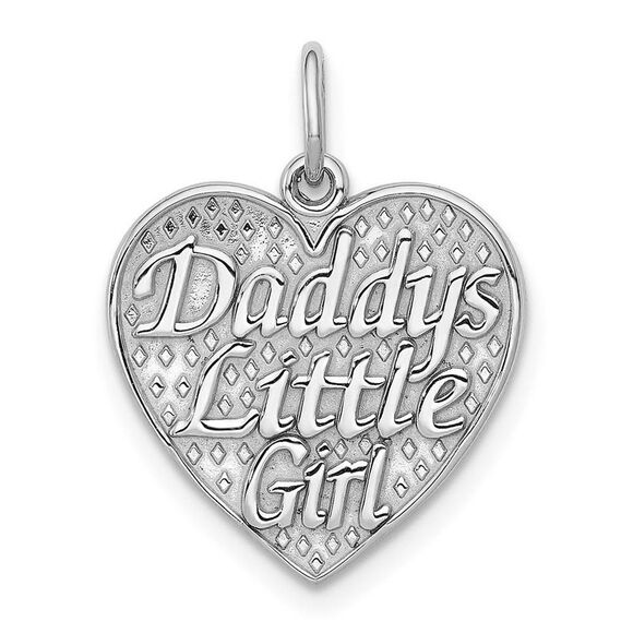 14k White Gold Daddy´s Little Girl Heart Charm or...